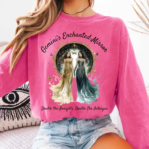 Gemini's Enchanted Mirror Zodiac Long Sleeve Shirt