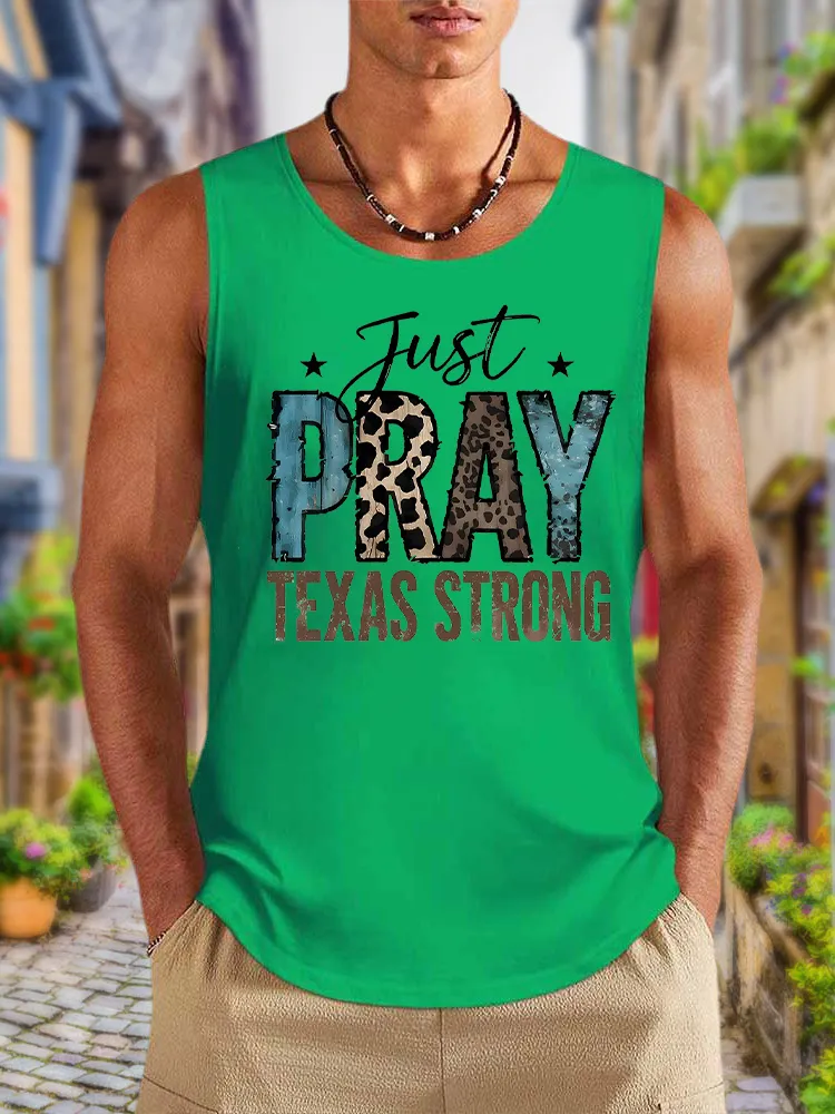 Men'S Simple Style JUST PRAY TEXAS STRONG Casual Crew Neck Vest
