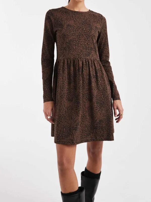 Animal Print Round Neck Dress
