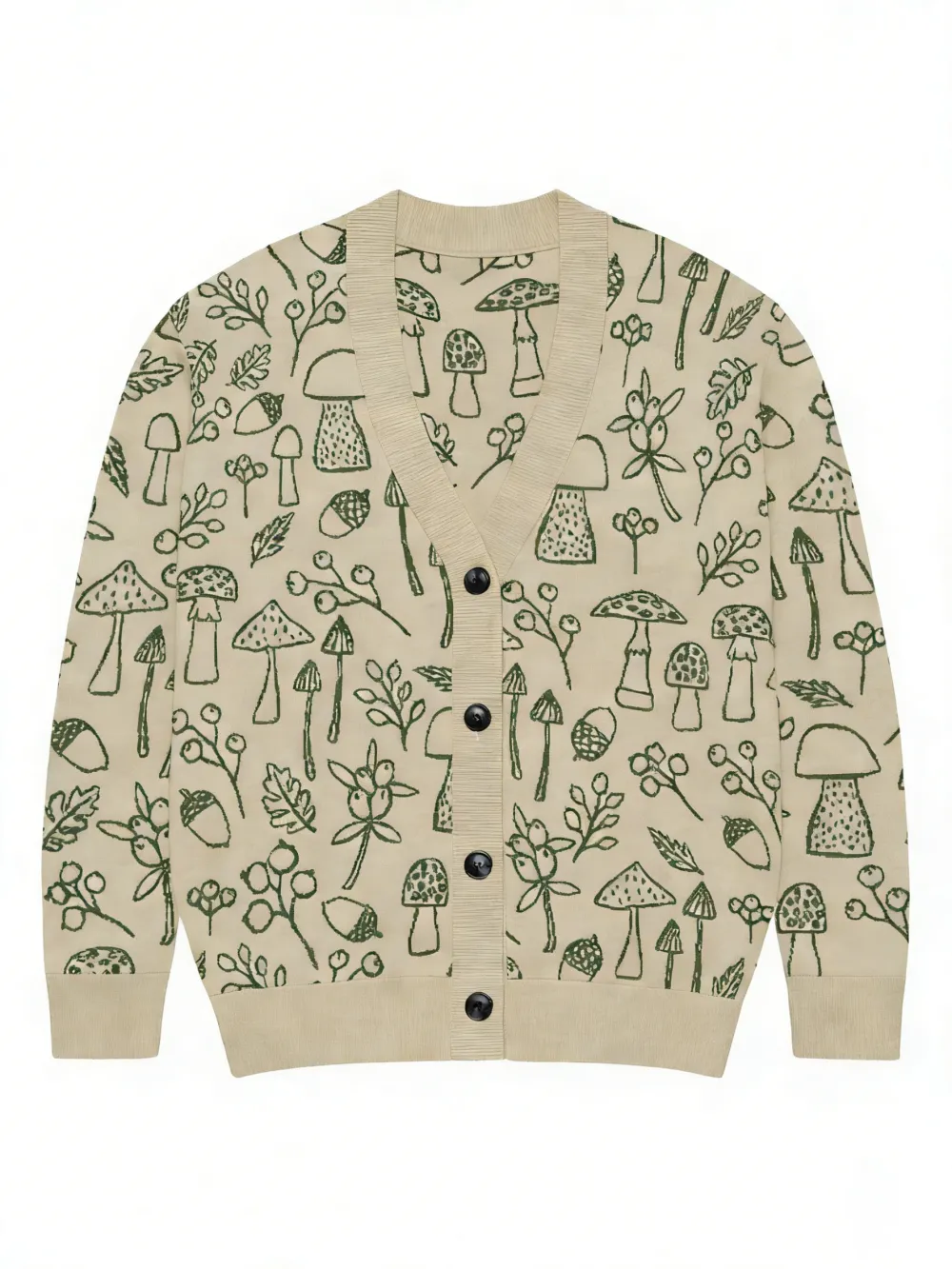 Botanical Mushroom Button Cardigan