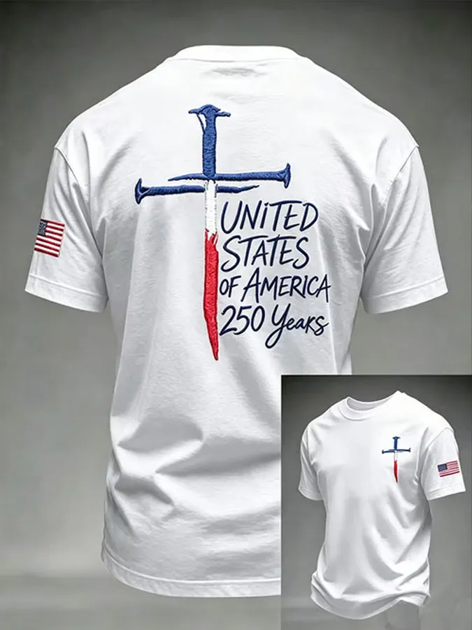 Men's Patriotic American Flag Print T-shirt