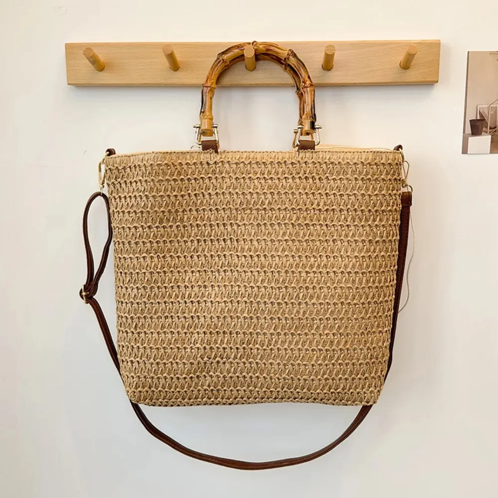 Bamboo Handle Handbag Shoulder Bag