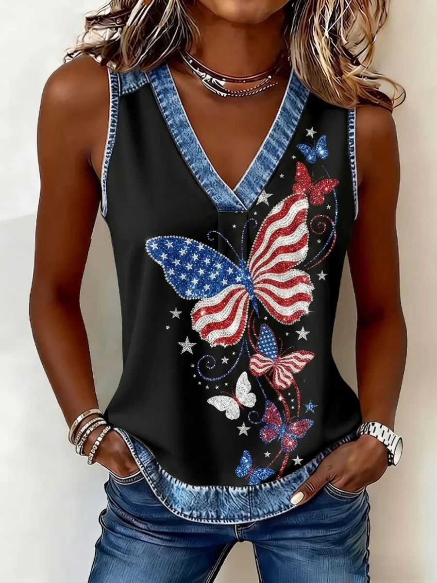 Women's 250th Anniversary Print Casual V-Neck Vest