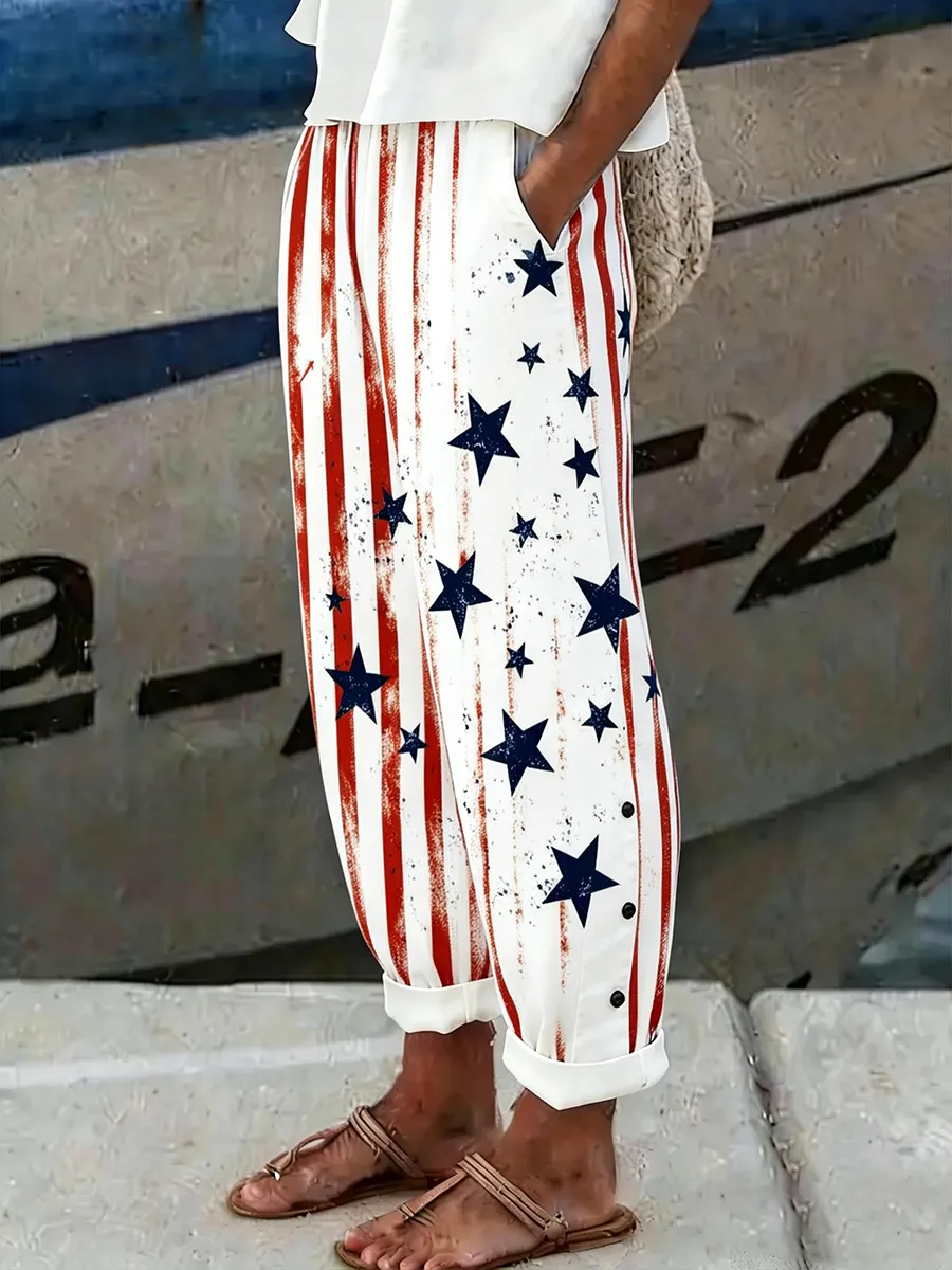 Women's Independence Day Printed Casual Pants