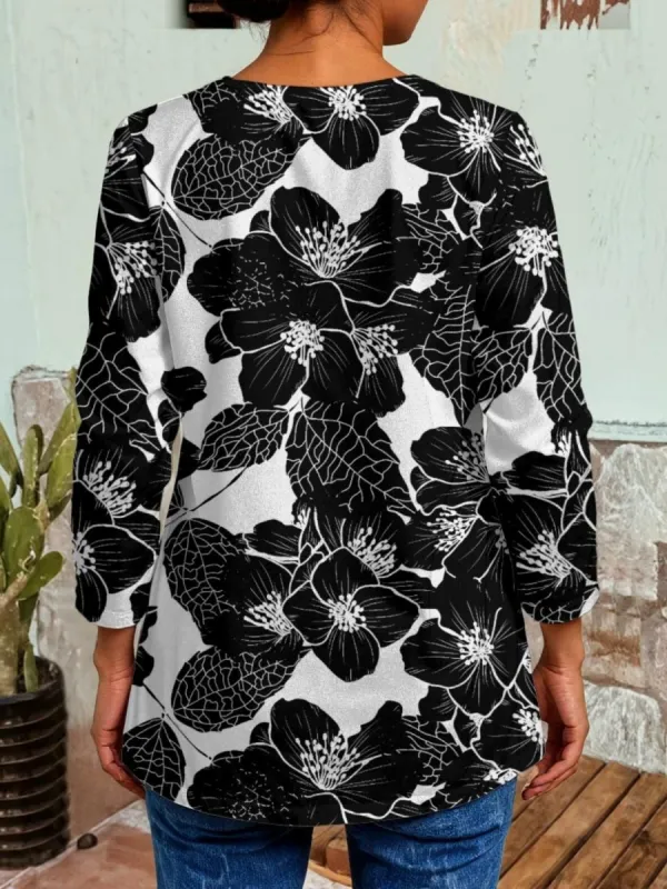 Elegant Floral Cardigan with Pockets