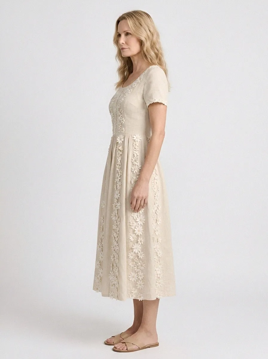 Women's Breast Cancer Awareness Daisy Floral Printed Dress