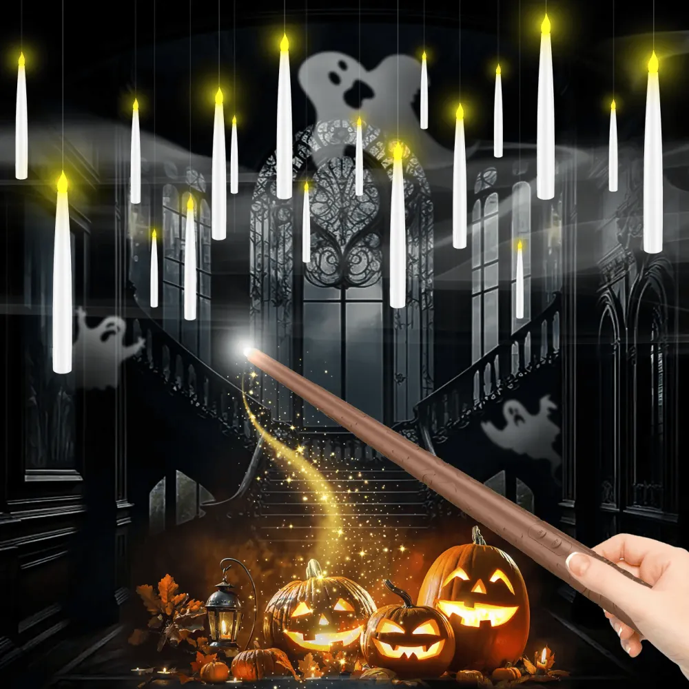 Flameless Candles with Magic Wand Remote for Halloween Decor