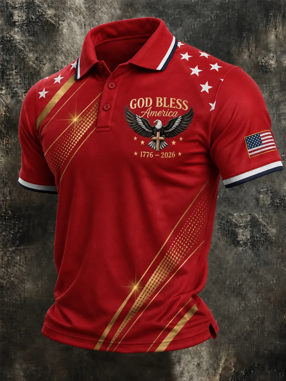 Men'S Retro American Patriots Independence Day 250Th Anniversary Commemorative Lapel Short Sleeved Shirt