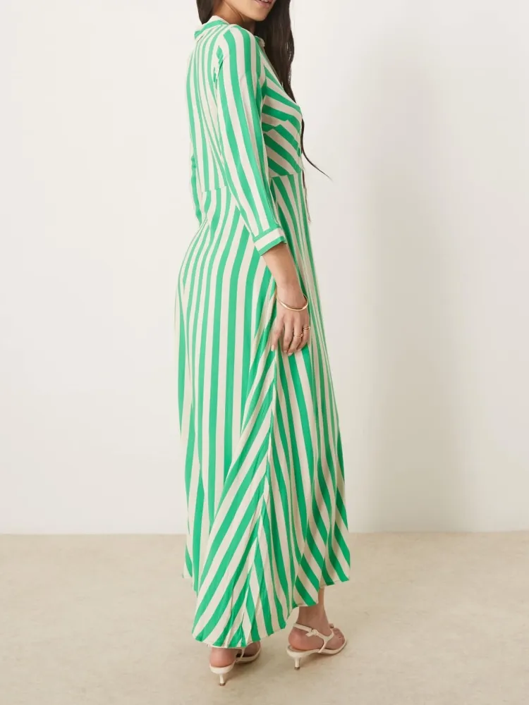 Striped Maxi Shirt Dress