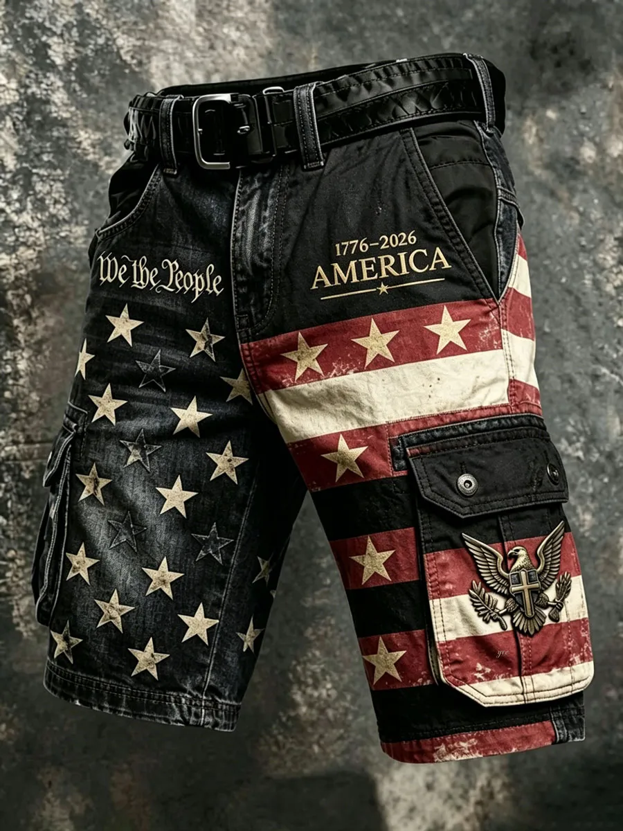Men'S  Casual American 250Th Anniversary  Cargo Shorts