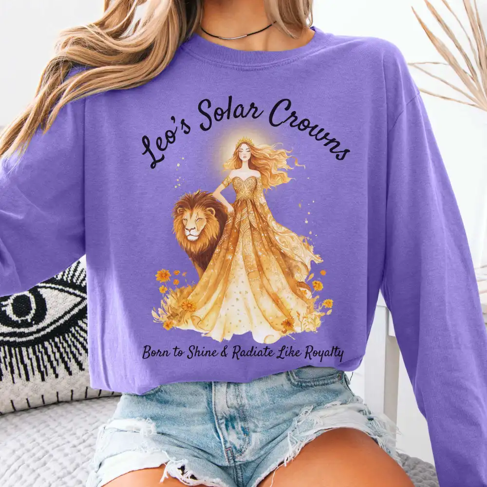 Leo's Solar Crowns Zodiac Long Sleeve Tee
