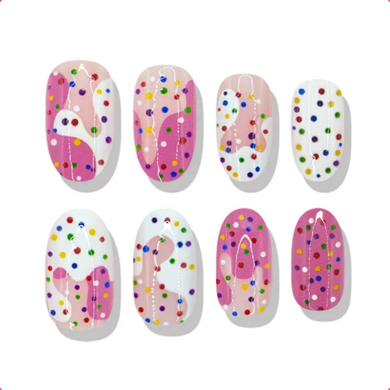 Nailhour 24Pcs Pink Vintage Short Oval Press On Nails