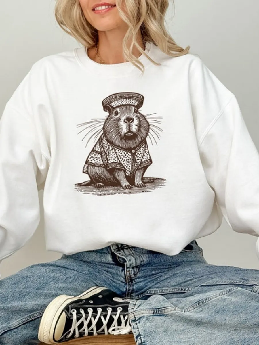 Cute Capybara Print Sweatshirt