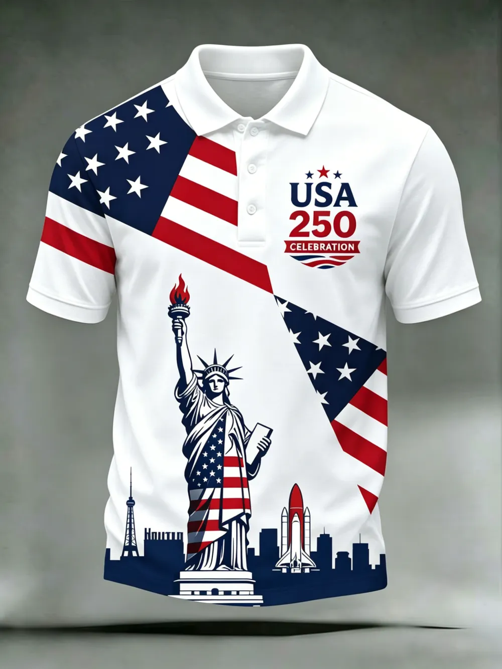 Men'S Casual 250Th Anniversary Celebration Of The Founding Of The United States Independence Day Personalized Printed Polo Shirt