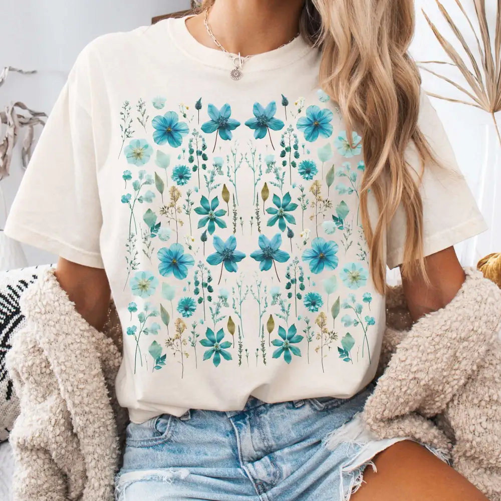 Vintage Turquoise Wildflower Tee