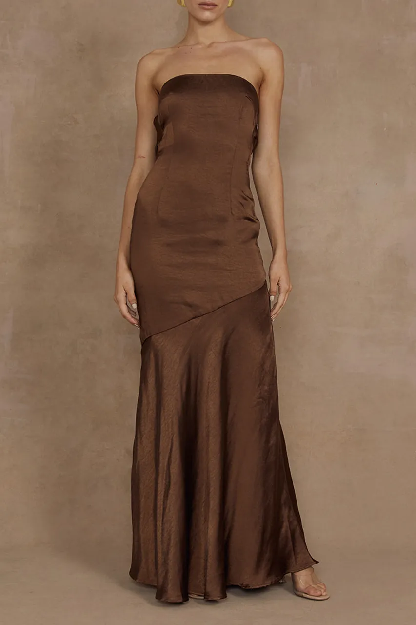 Strapless Ruched Detail Maxi Dress