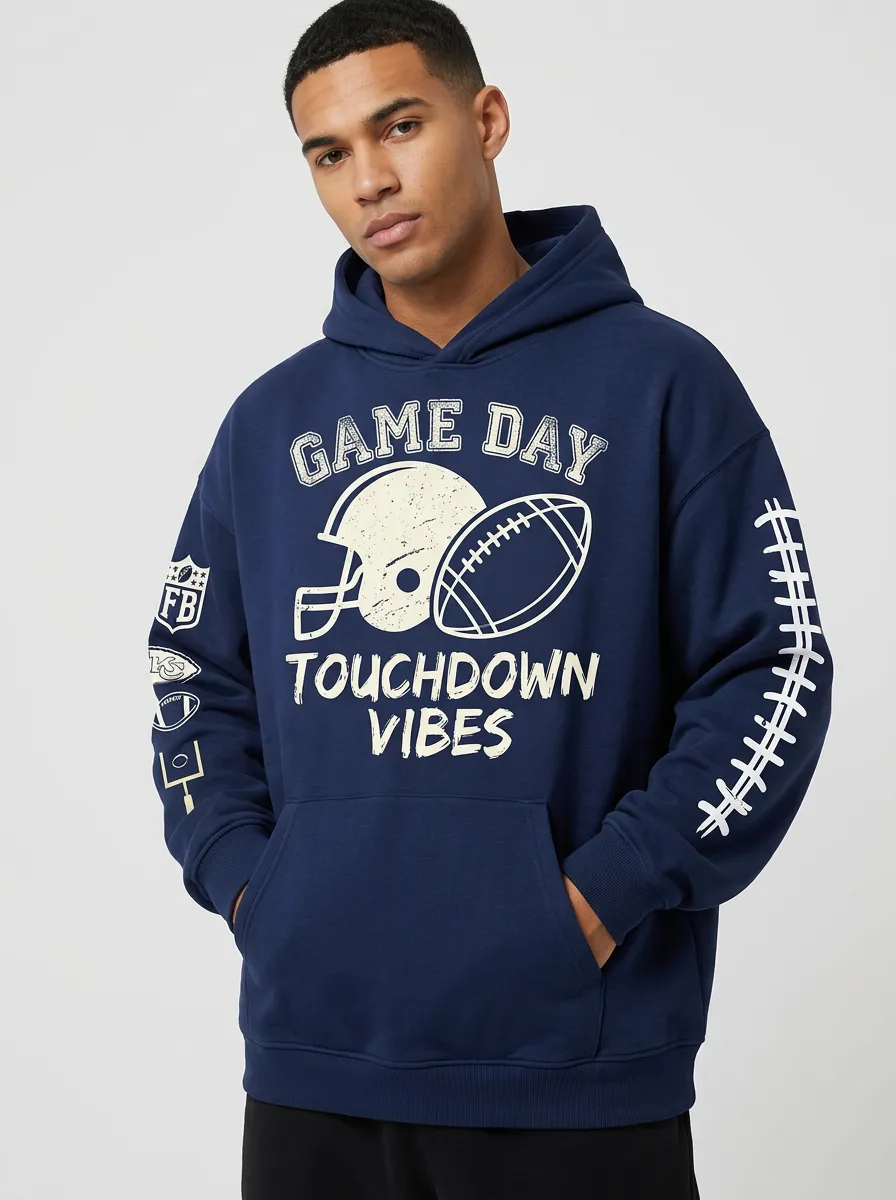 Men's American Football Game Day Touchdown Vibes Hoodie