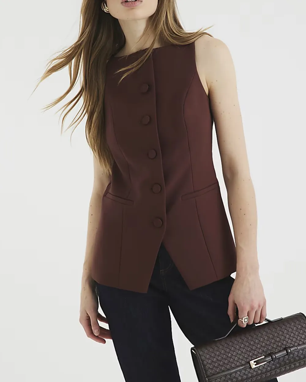 Business Casual Women's Sleeveless Split Hem Tops