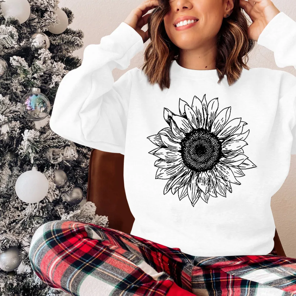 Sunflower Patterned Casual Sweatshirts