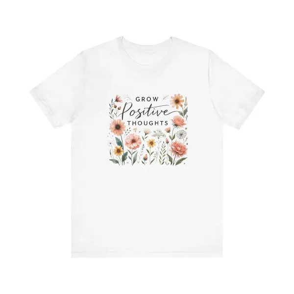 T-shirt Grow Positive Thoughts Women Printed Round Neck Short Sleeve