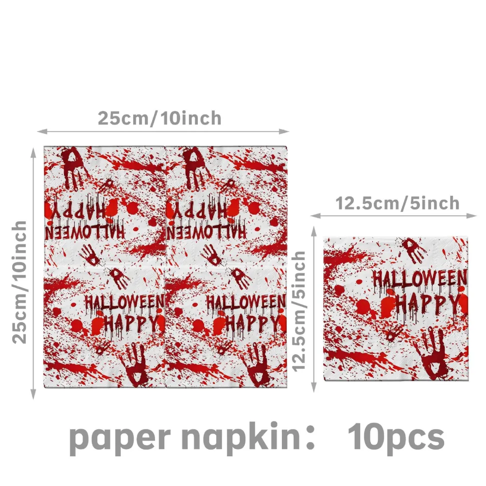 Halloween Blood Splatter Themed Disposable Dinner Plate and Paper Cup Set