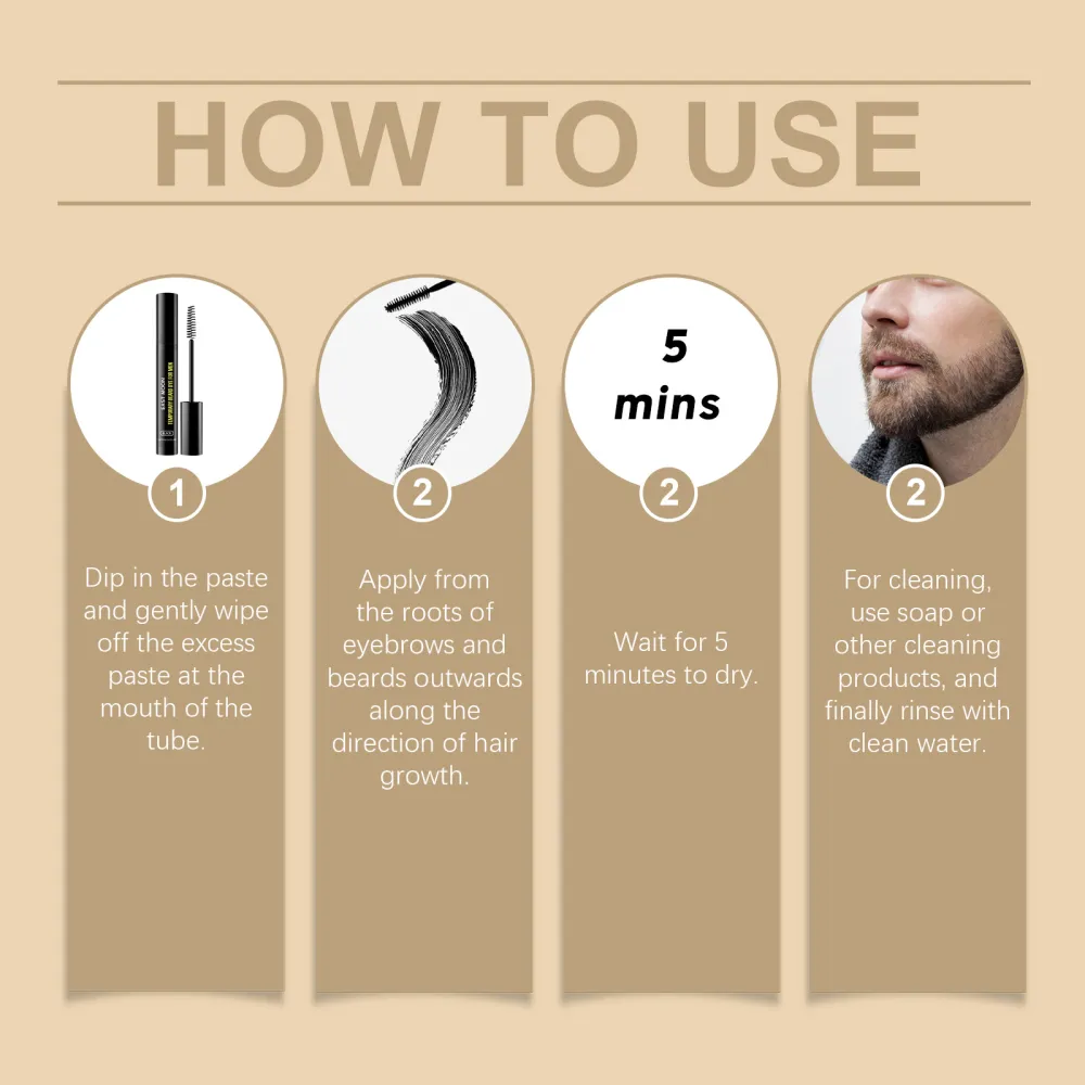 Black men's beard and eyebrow dye
