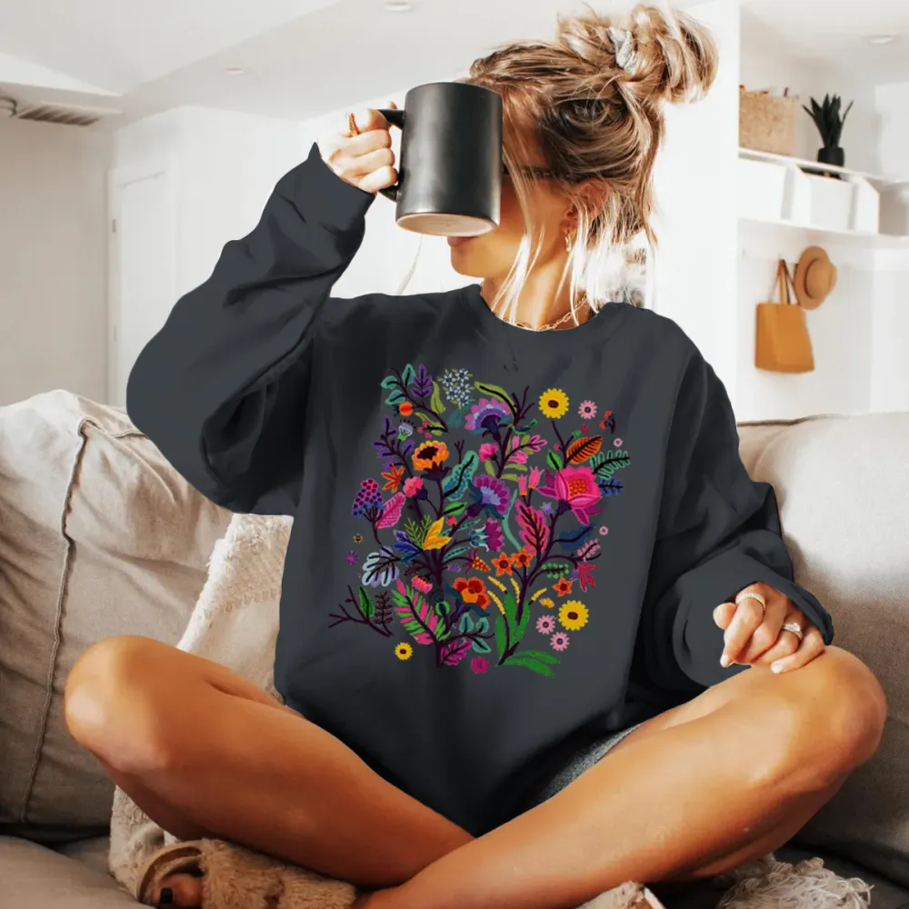 Vibrant Wildflower Printed Sweatshirts