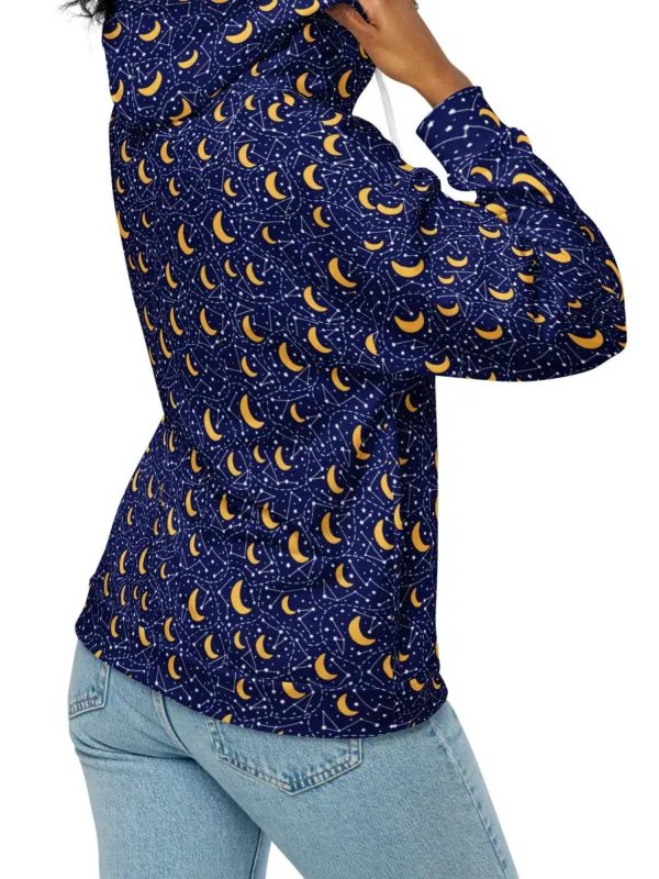 Moon & Stars Print Zip Hoodie