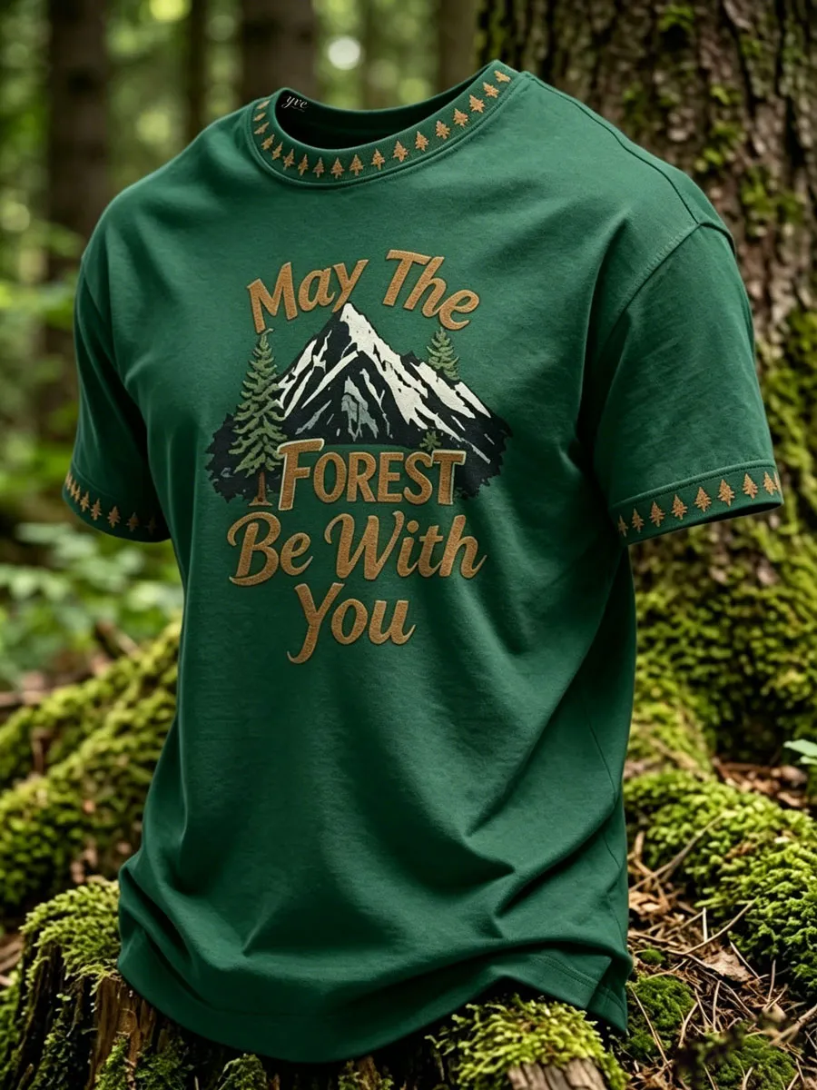 Men's May The Forest Be With You Printed Casual T-Shirt