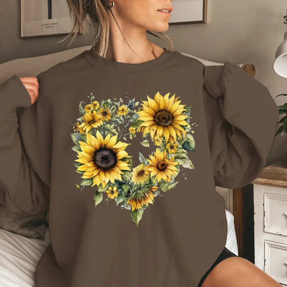 Sunflower Printed Long Sleeve Casual Sweatshirts