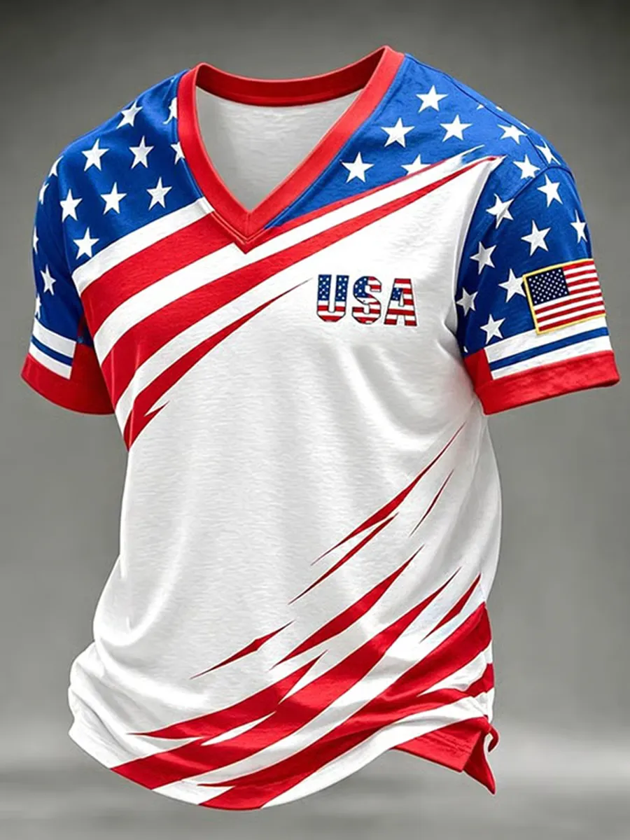 Men's Casual American 250th Anniversary Printed  Short-Sleeve T-Shirt
