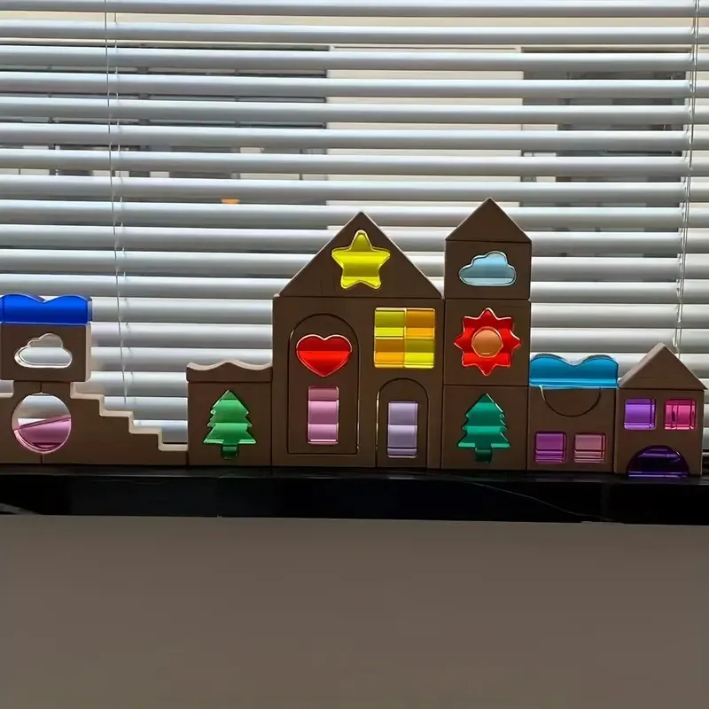 Colorful Cartoon Geometric Building Blocks