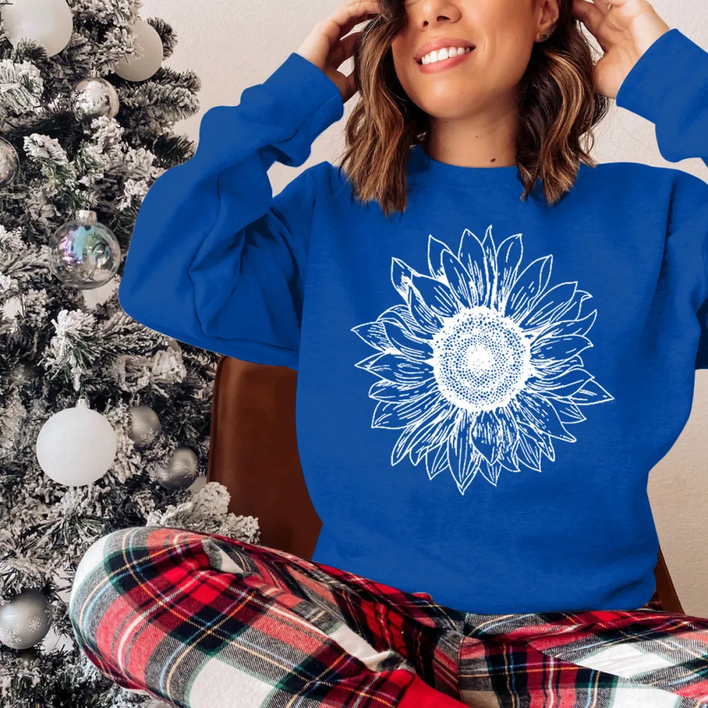 Sunflower Patterned Casual Sweatshirts
