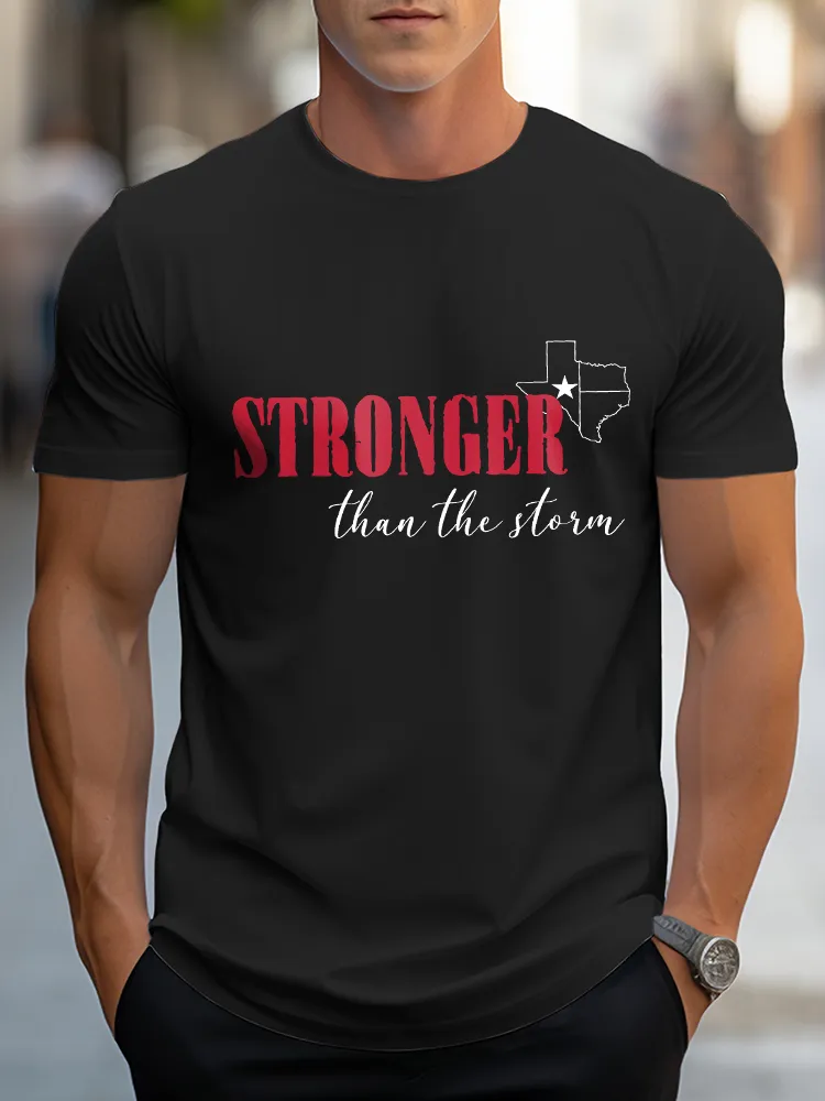 Men'S Casual Style STRONGER Daily Round Neck Slim Fit T-Shirt