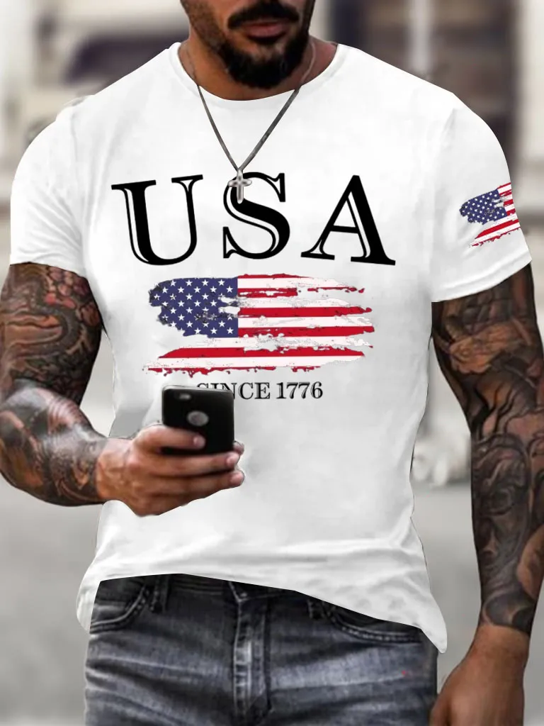 Men'S 250Th Anniversary United States of America Printed Casual T-Shirt