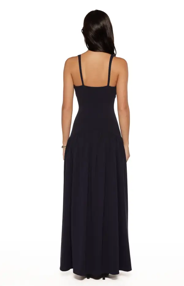 V Neck Flowy Drop Maxi Dress