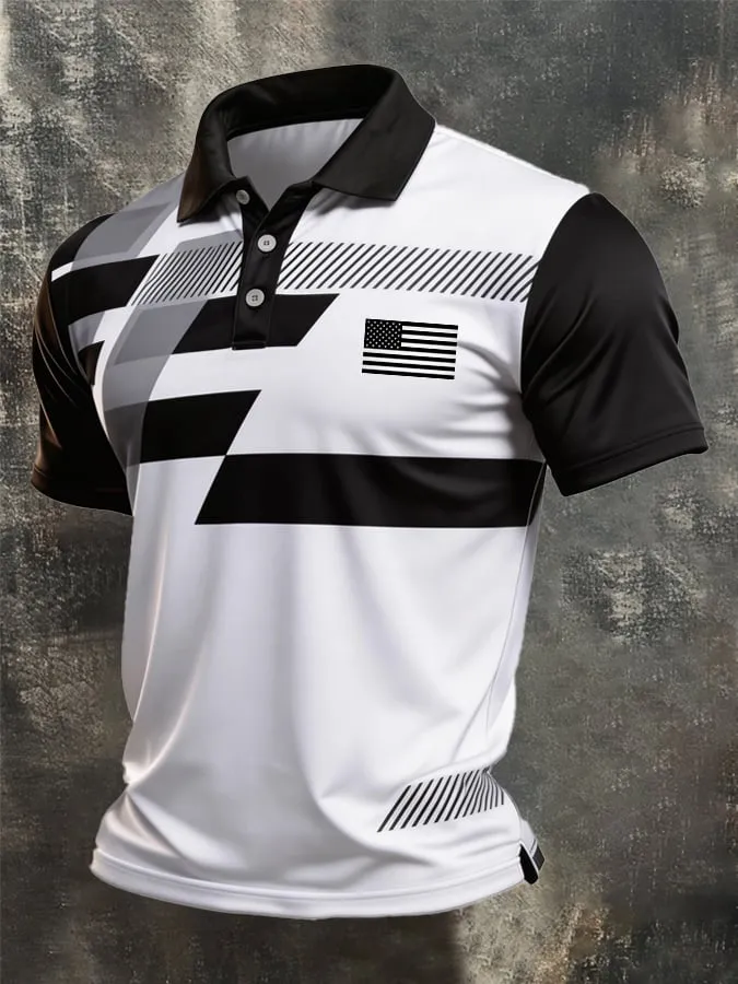 Men'S Independence Day Print Casual Polo Shirt