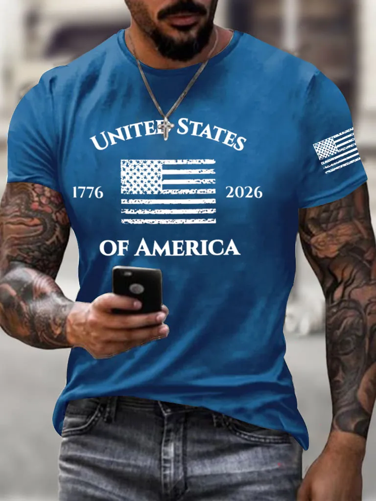 Men'S 250Th Anniversary United States of America Printed Casual T-Shirt