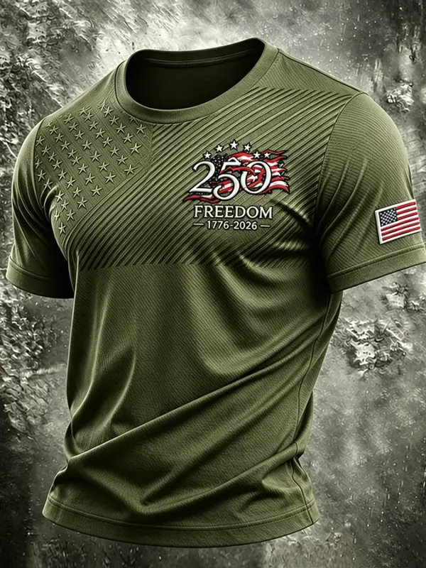 Men's Patriotic American Flag Print T-shirt