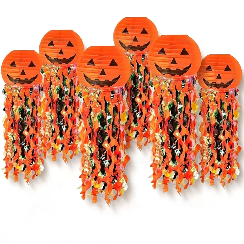 2pcs Halloween Rainbow Pumpkin Lantern Store Hanging Decorative Light（25 * 23CM）
