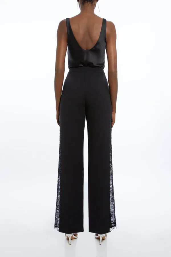 Tailored Lace Detail Straight Leg Trousers