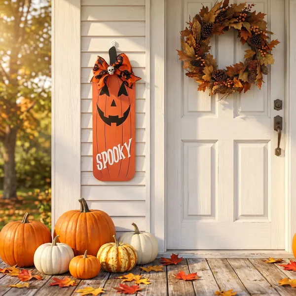 Halloween Pumpkin Door Decoration Home Wooden Hanging Tag