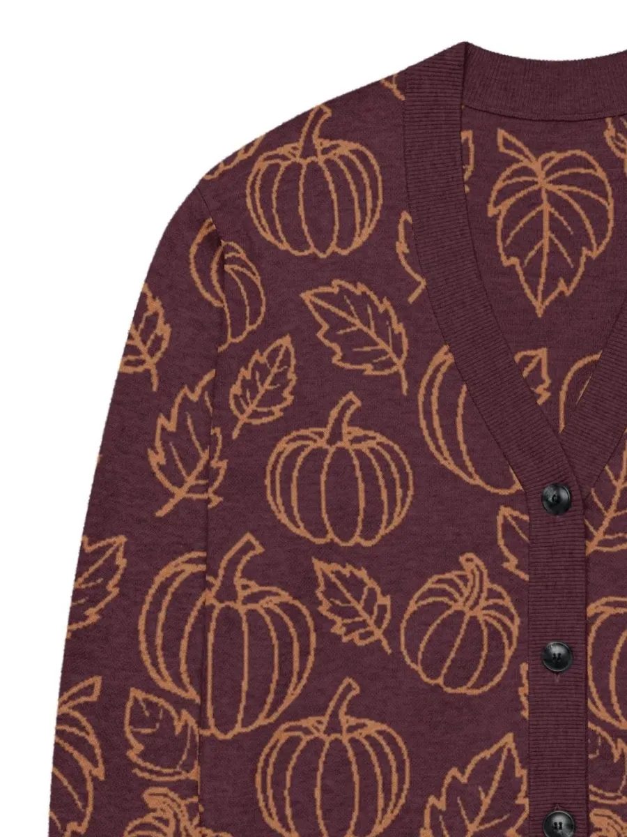 Rustic Pumpkin Leaf Cardigan