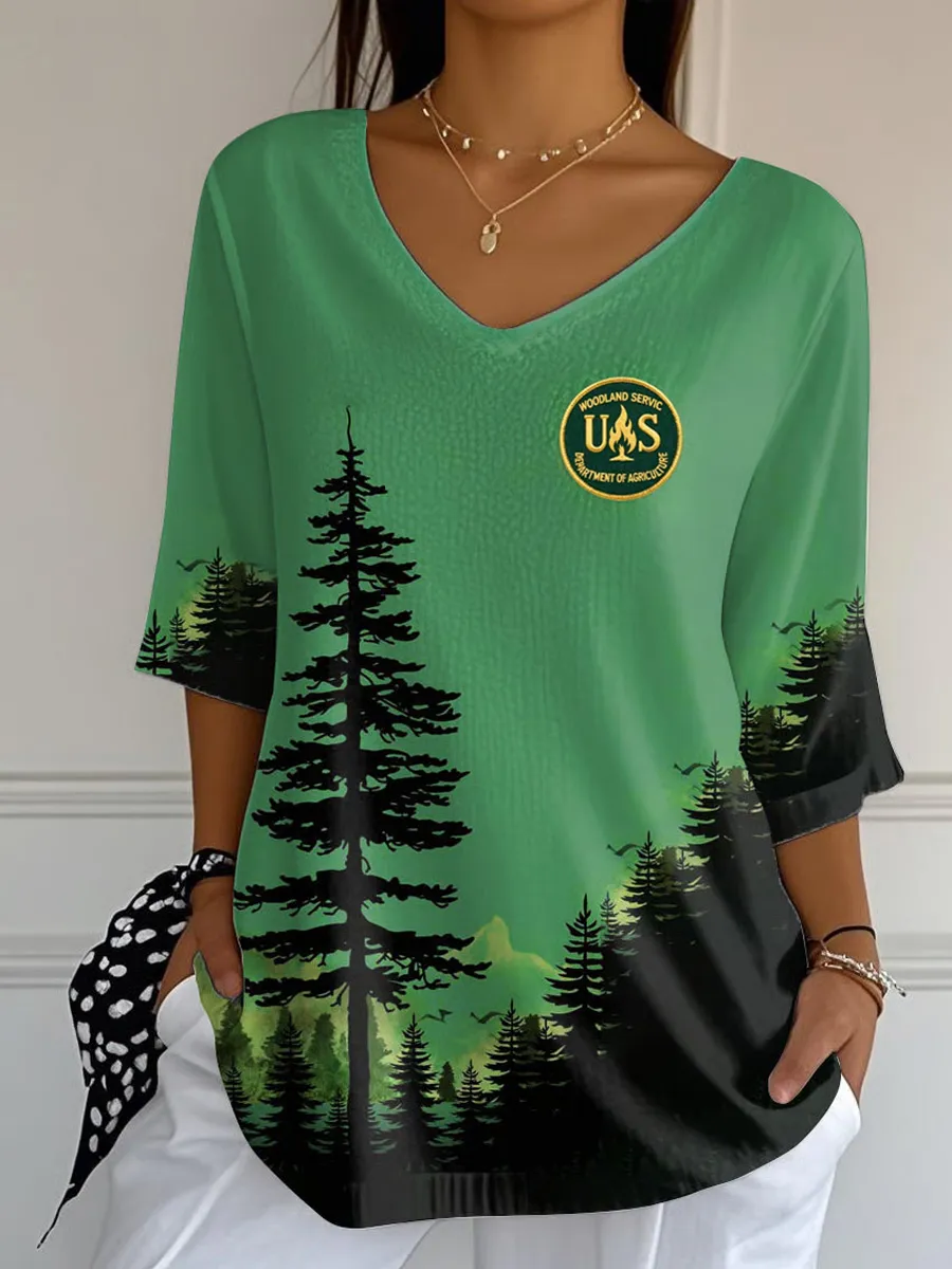 Women's Casual V-Neck Short Sleeve T-Shirt