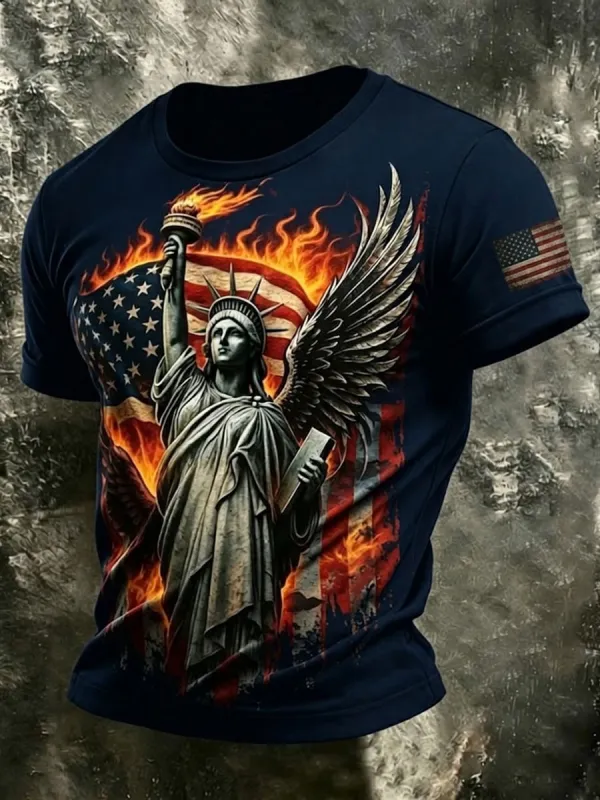 Men'S Retro America 250 National Flag Print Casual T Shirt