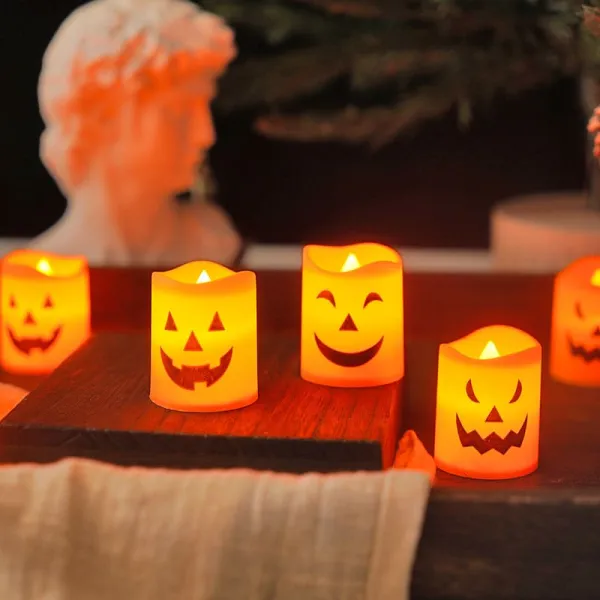 6Pcs Halloween Ghost Pumpkin Electronic Candle Decorative Light