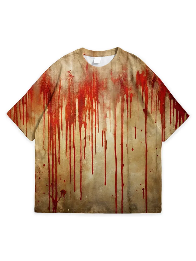 Men'S Halloween Retro Art Spray Print Simple Round Neck Top Tshirt