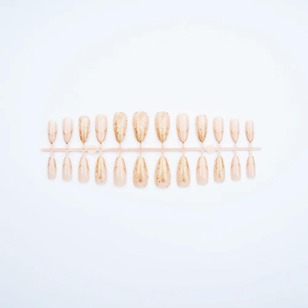 Nailhour 24Pcs Christmas Tree Medium Almond French Press On Nails