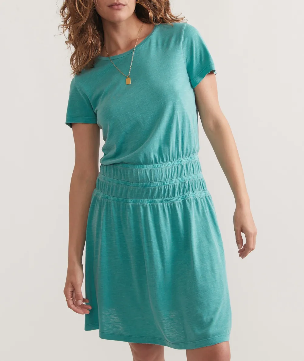 Teal Short Sleeve Midi Dress