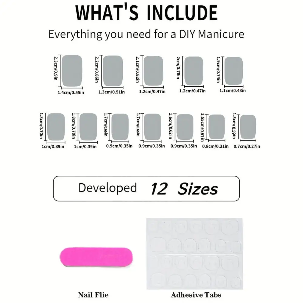 Nailhour 24Pcs French 3D Resin Medium Square Press On Nails